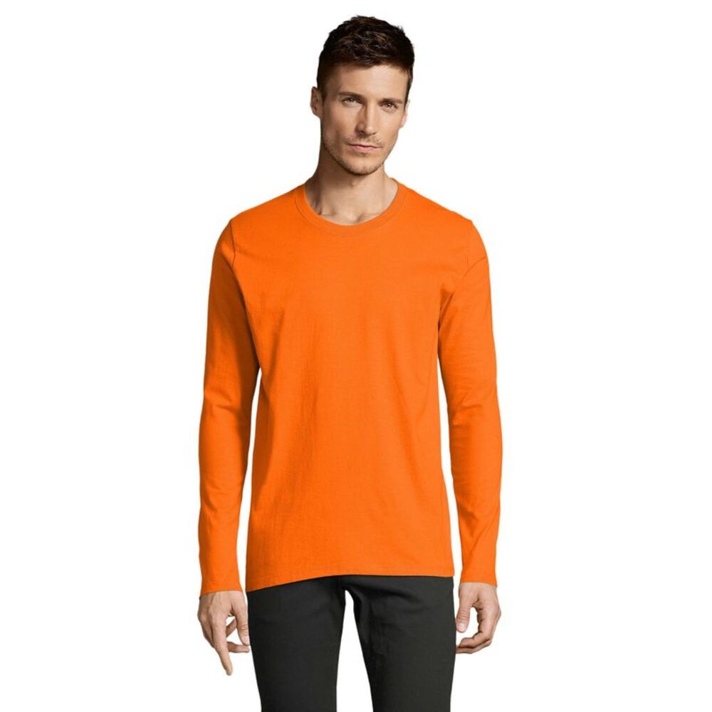 SOLS Mens Imperial Cotton Long-Sleeved T-Shirt / Orange